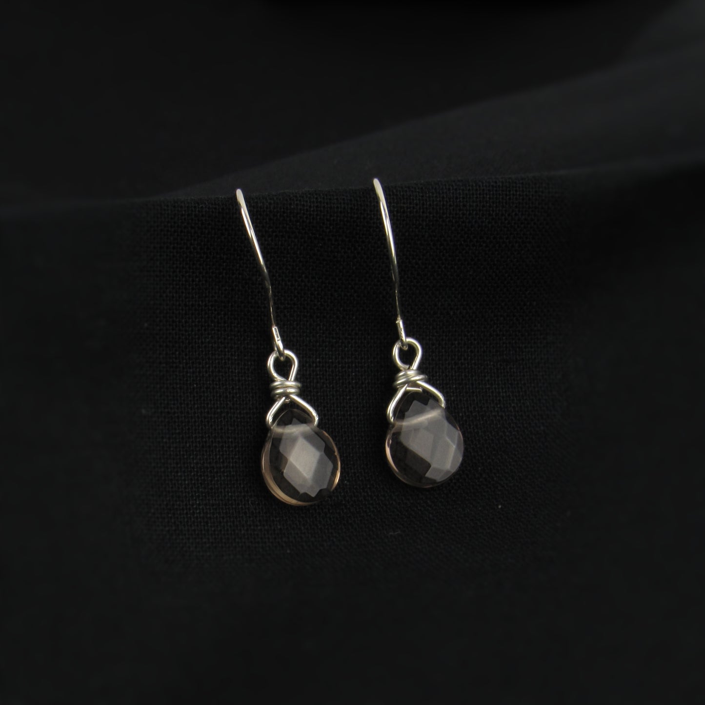 Tiny Smoky Quartz Briolette Earrings