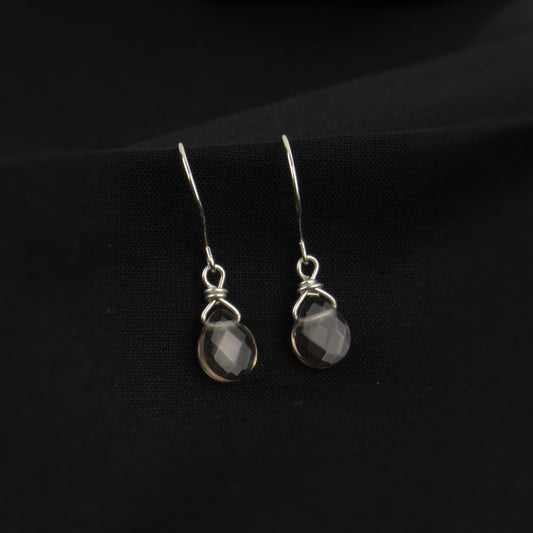 Tiny Smoky Quartz Briolette Earrings