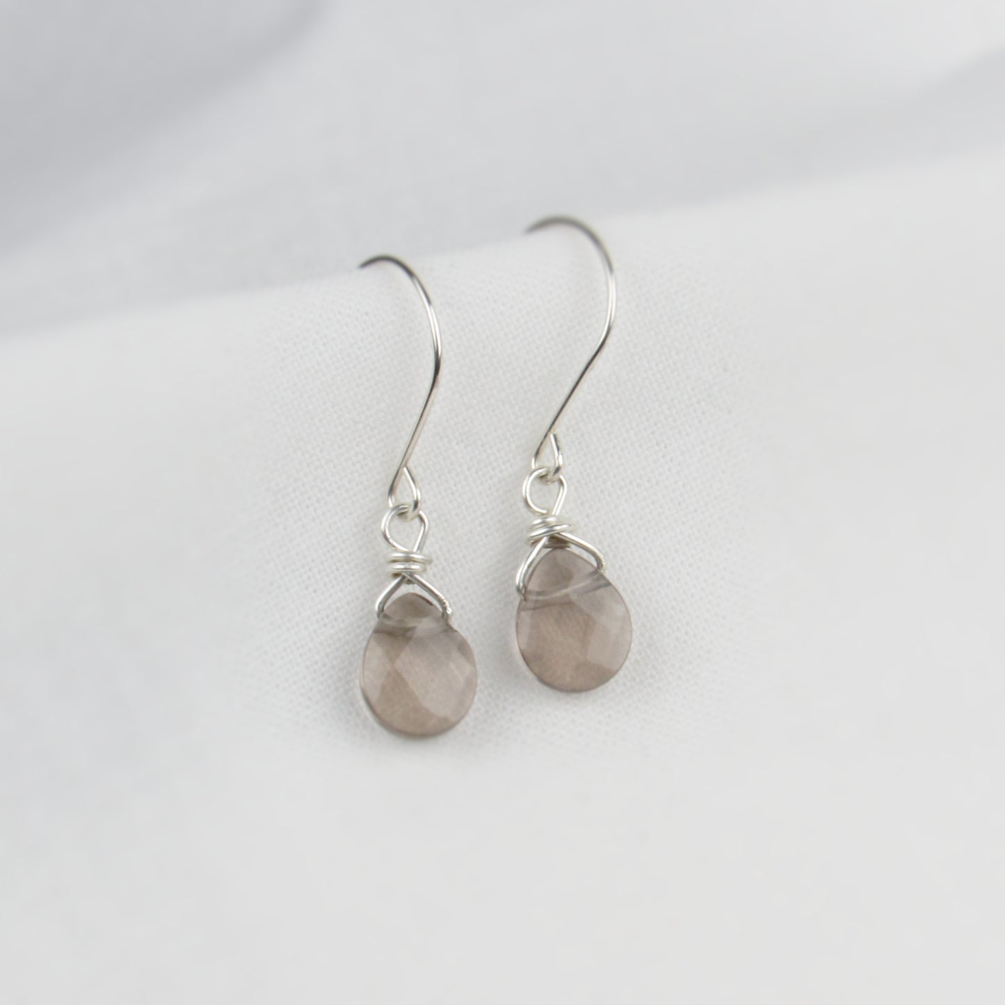 Tiny Smoky Quartz Briolette Earrings
