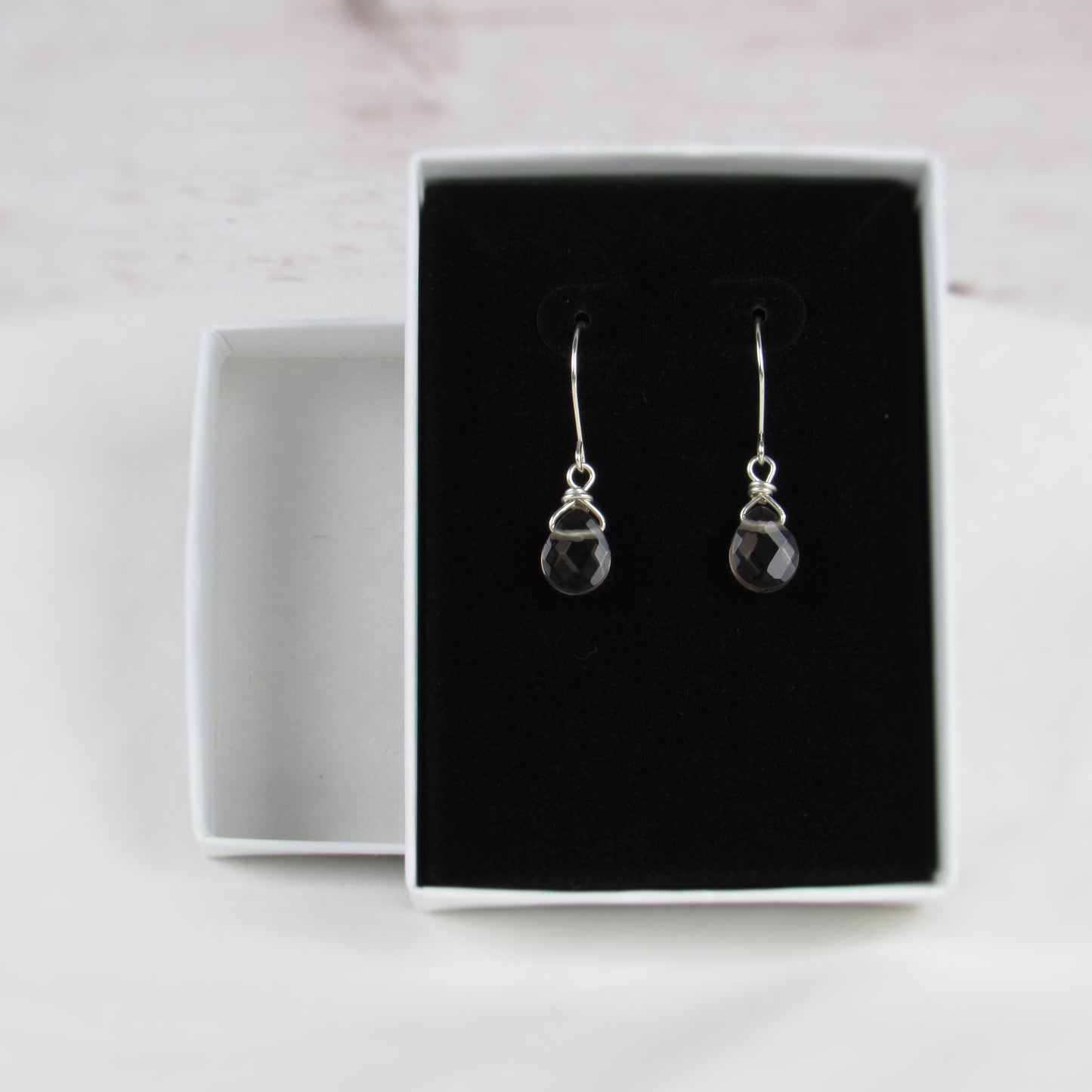 Tiny Smoky Quartz Briolette Earrings
