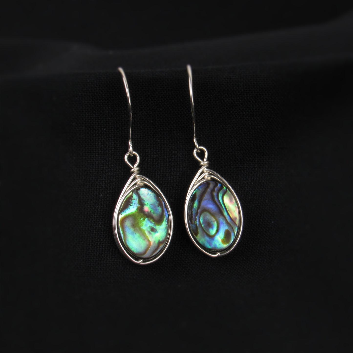 Oval Silver Abalone Earrings