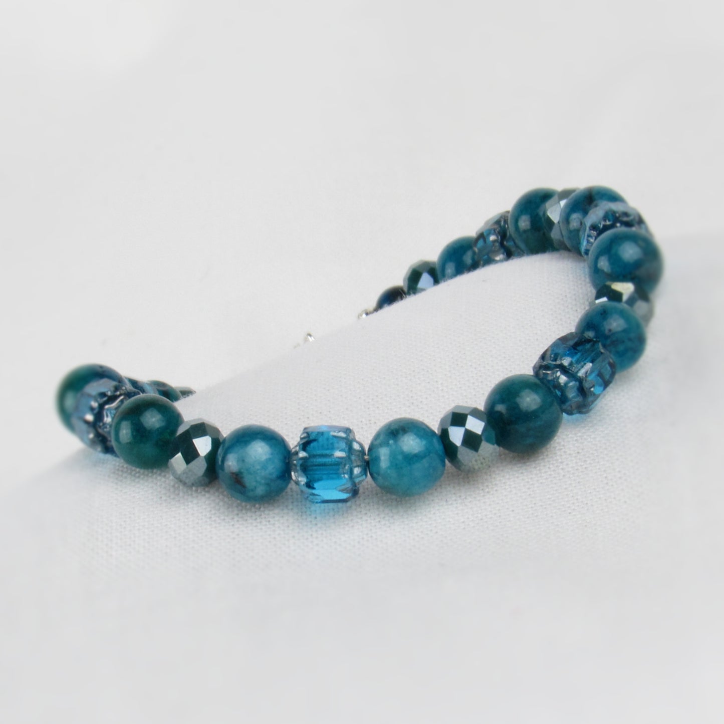 Teal Beaded Bracelet with Apatite Gemstone