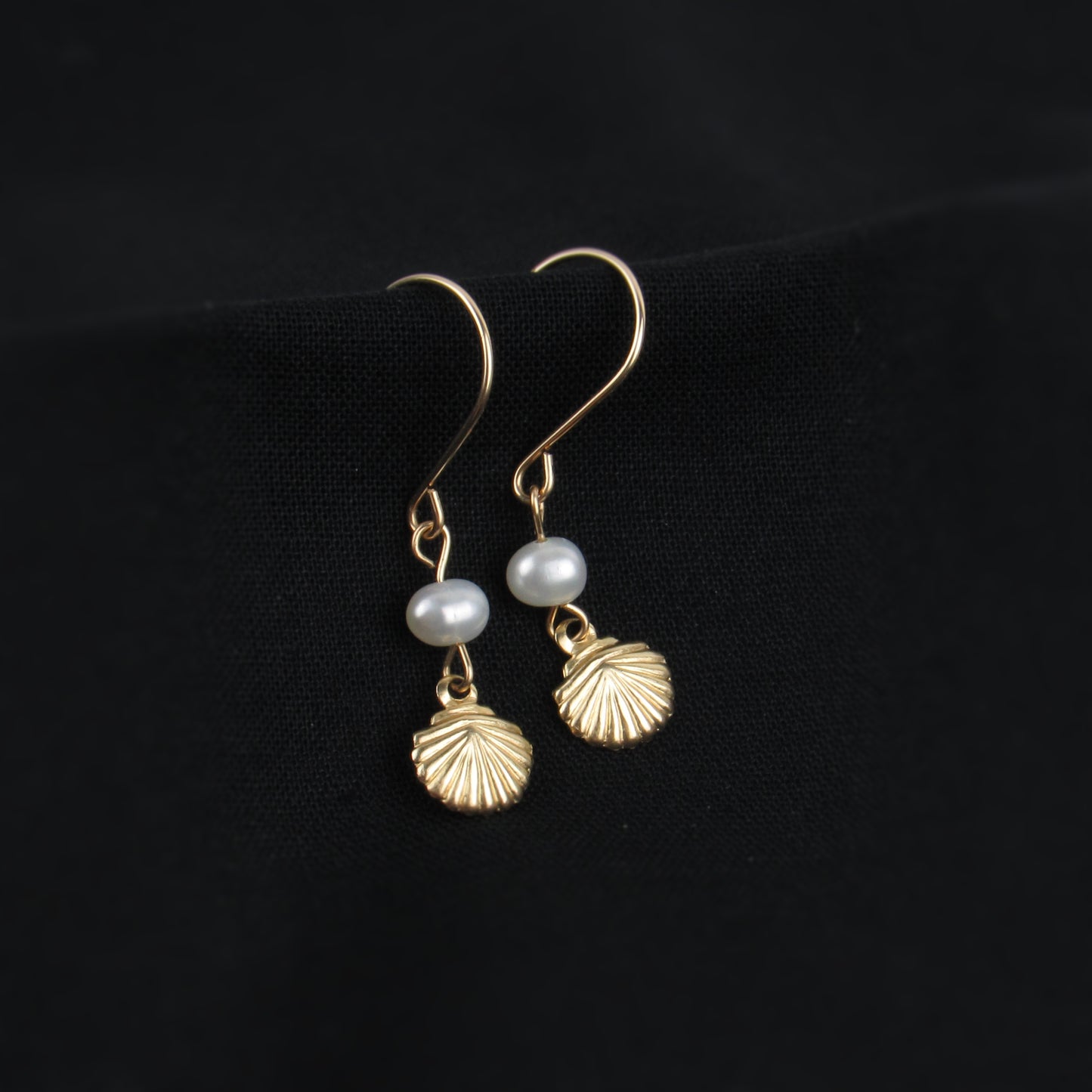 Tiny Gold Shell Earrings