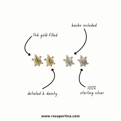 Mini Sea Turtle Earring Stud Earrings (Sterling Silver) (14k Gold-Filled)