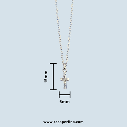 PRE-ORDER Dainty CZ Cross Pendant Necklace: Sterling Silver