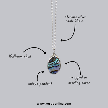 Collier ovale en ormeau argenté