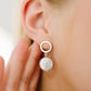 Coin Pearl Stud Dangle Earrings