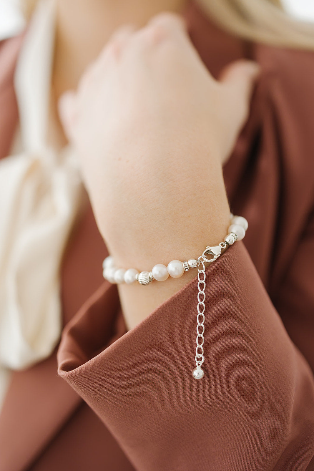 White Pearl Beaded Bracelet