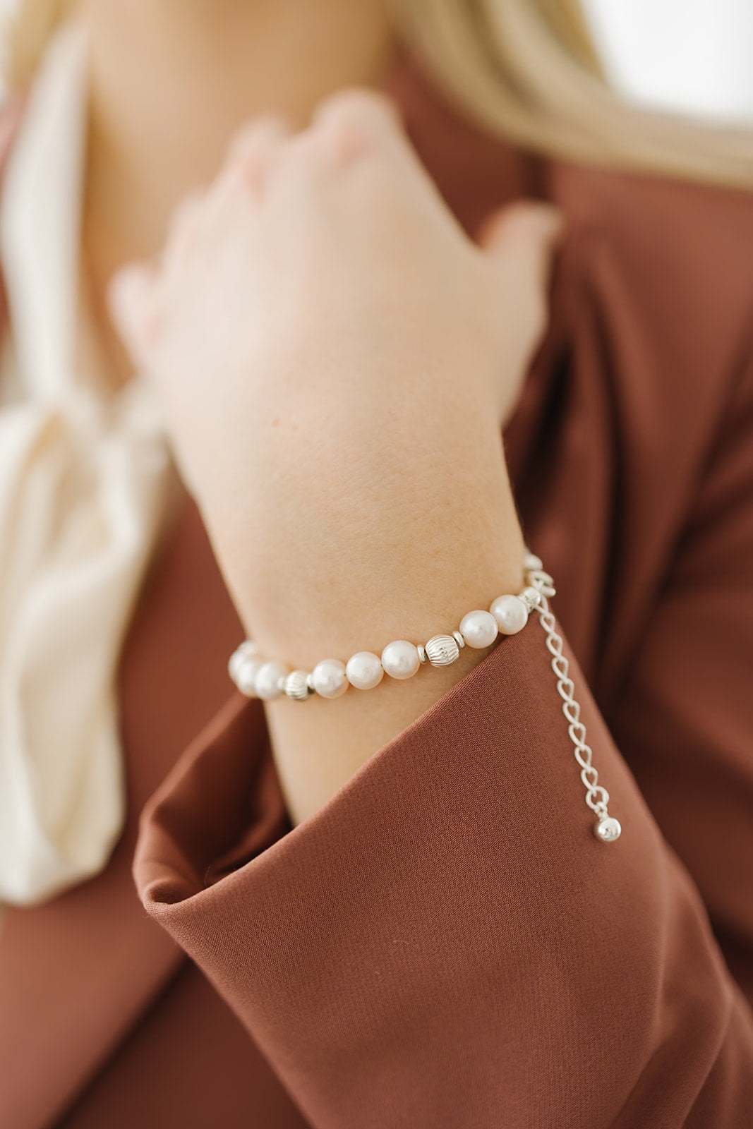 White Pearl Beaded Bracelet