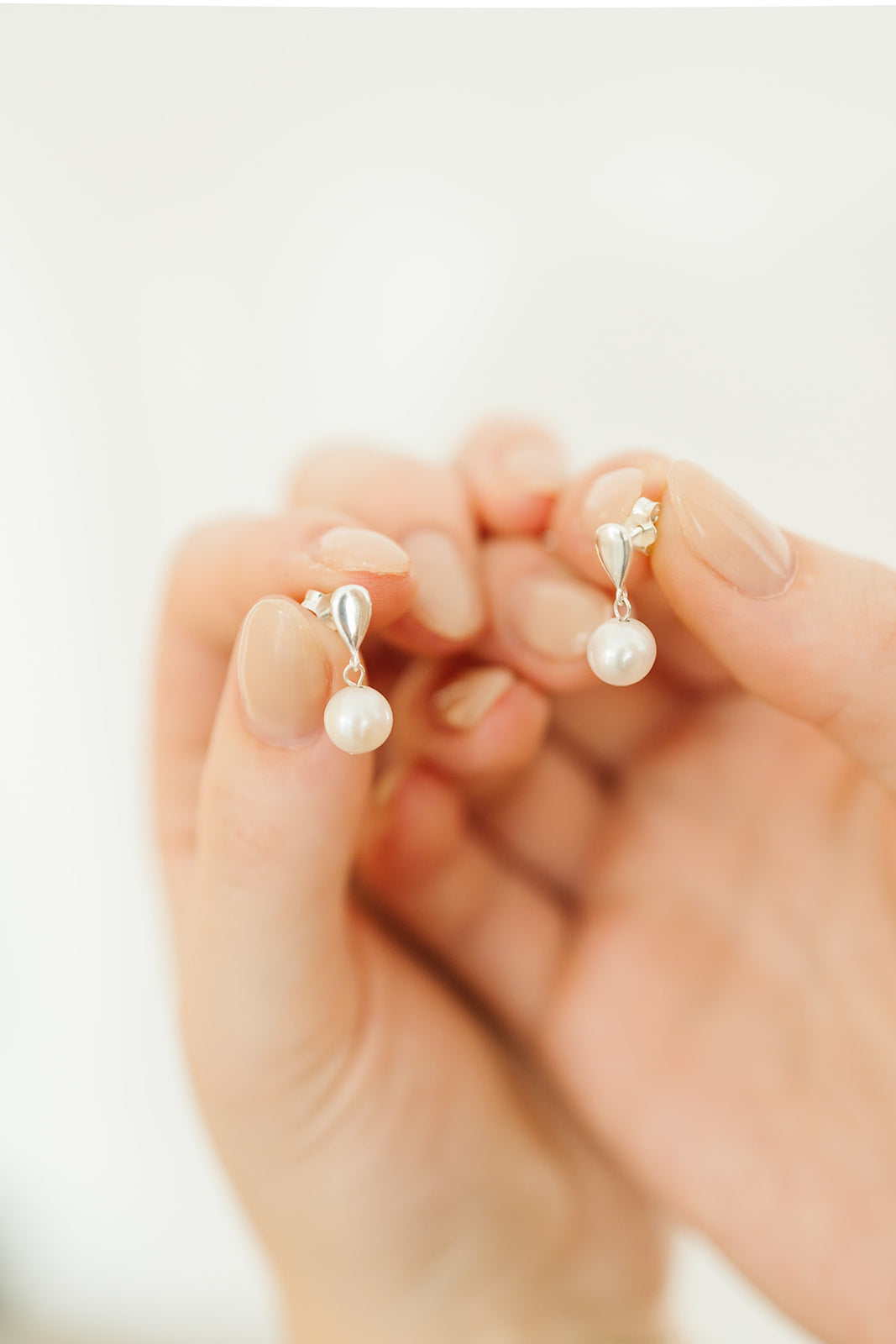 Tiny Teardrop Pearl Stud Earrings