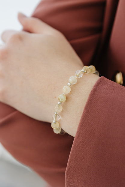 Bracelet jaune clair avec pierres précieuses citrine 