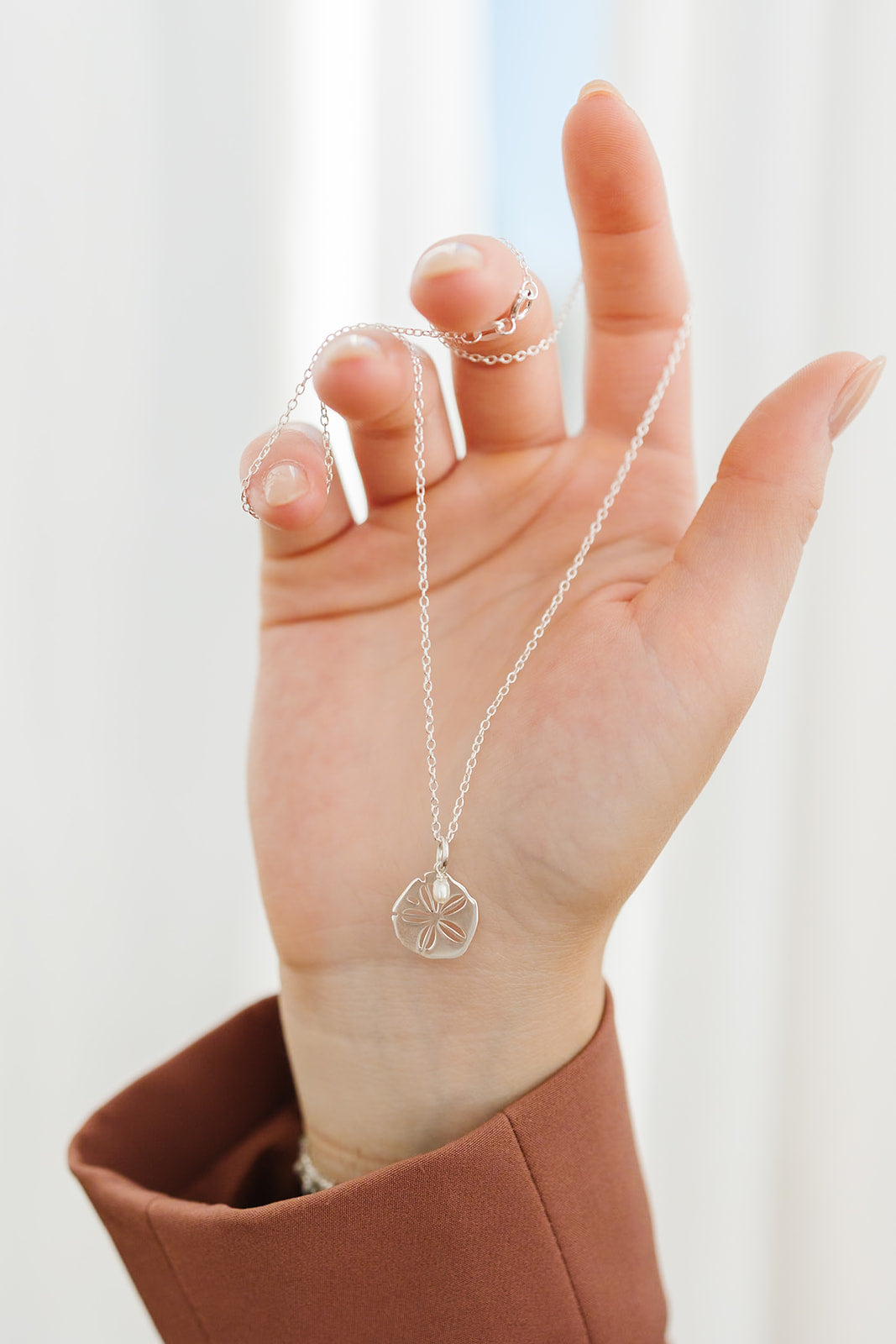 Sand Dollar Pearl Pendant Necklace