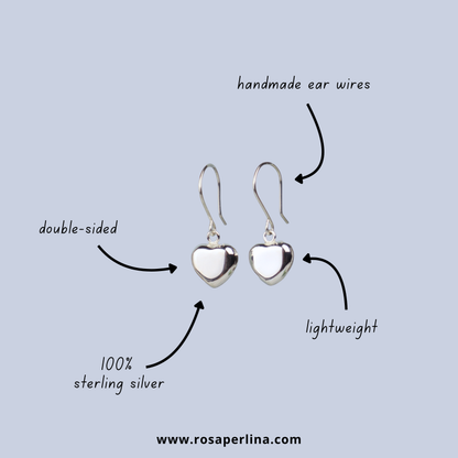 PRE-ORDER! Puff Heart Dangle Earrings Double-Sided (Sterling Silver)
