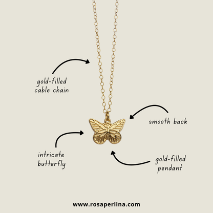 PRE-ORDER! Gold Intricate Butterfly Pendant Necklace (14k Gold-Filled)