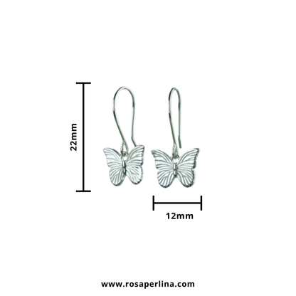 Textured Silver Butterfly Earrings