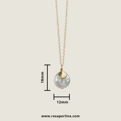 Gold Shell Pearl Pendant Necklace (14k Gold-Filled)