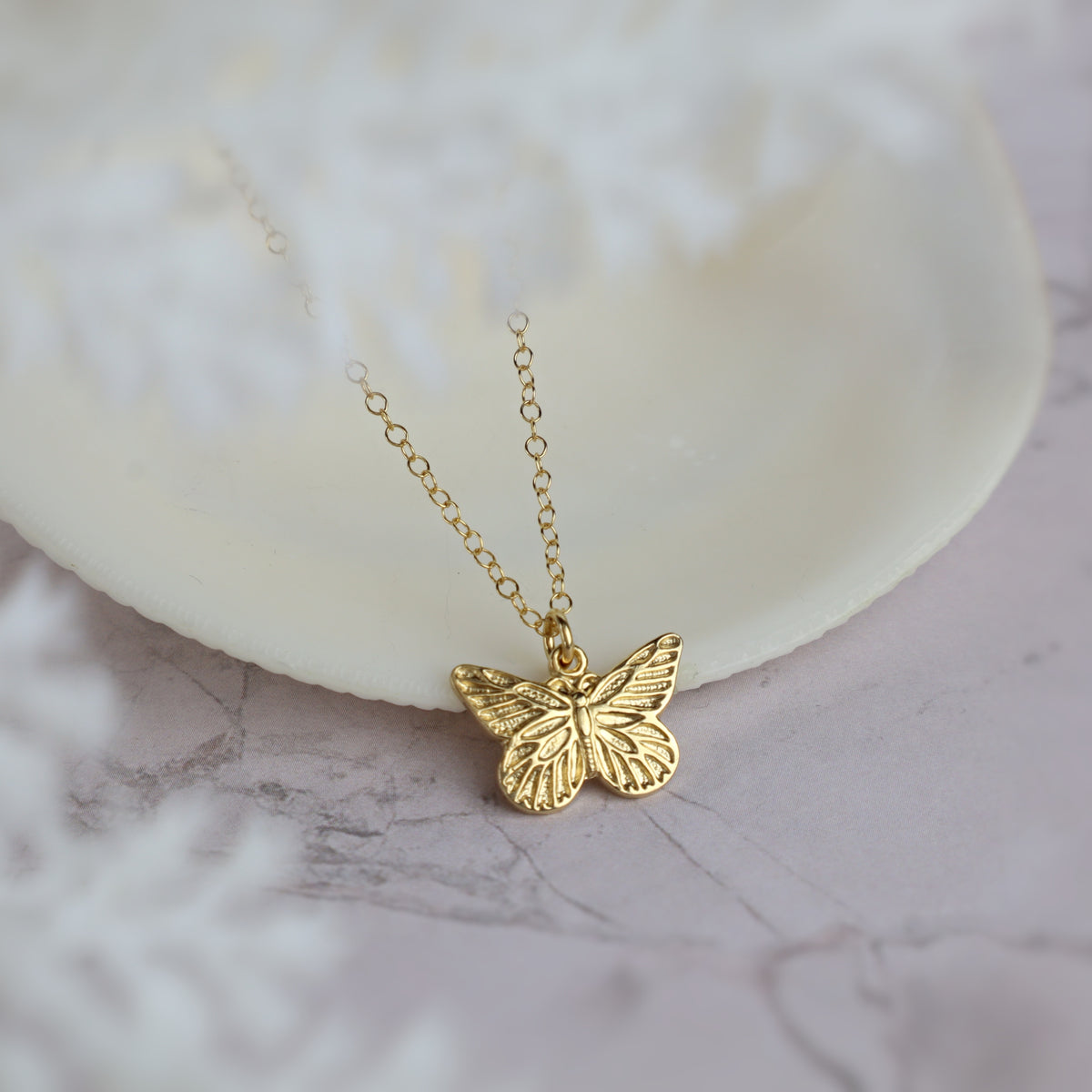 PRE-ORDER! Gold Intricate Butterfly Pendant Necklace (14k Gold-Filled)