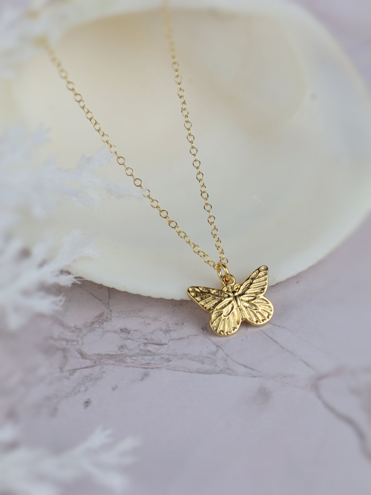 PRE-ORDER! Gold Intricate Butterfly Pendant Necklace (14k Gold-Filled)