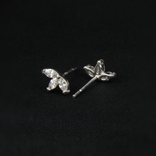 Tiny Rhinestone Leaflet Stud Earrings