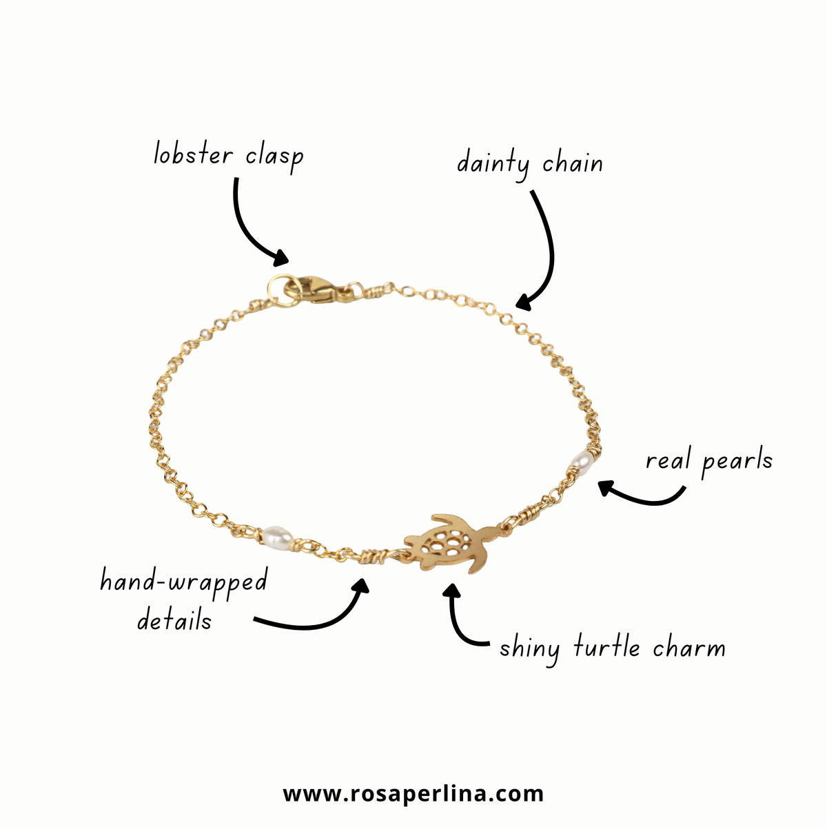 PRE-ORDER Dainty Chain Sea Turtle Bracelet (Sterling Silver) (14k Gold-Filled)
