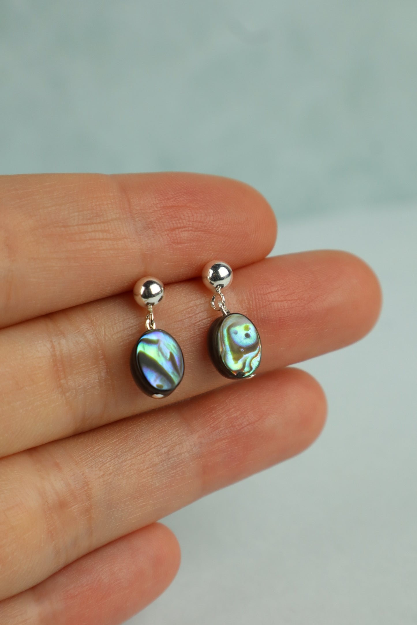 PRE ORDER! Tiny Oval Abalone Stud Earrings (Sterling Silver/ 14k Gold-Filled)