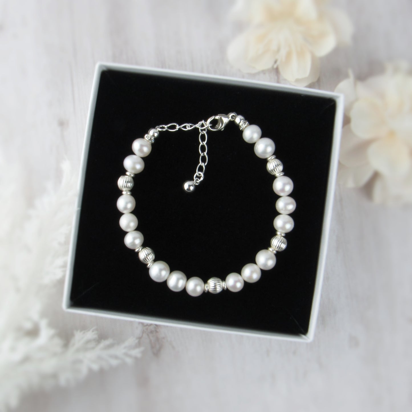 White Pearl Beaded Bracelet