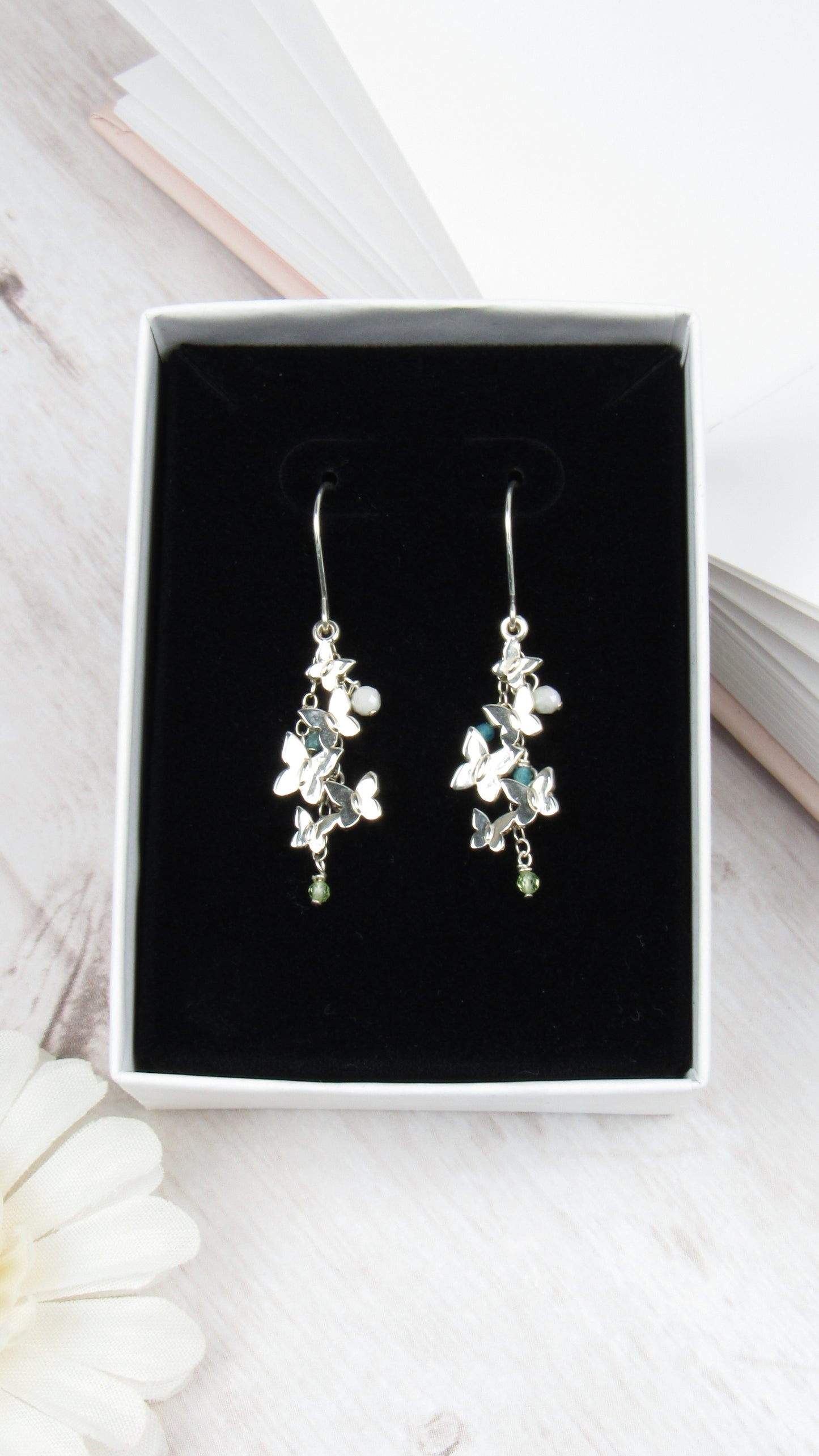 Silver Butterfly Dangle Earrings