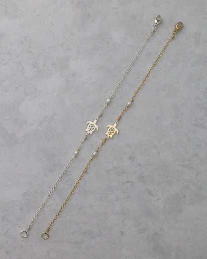 PRE-ORDER Dainty Chain Sea Turtle Bracelet (Sterling Silver) (14k Gold-Filled)