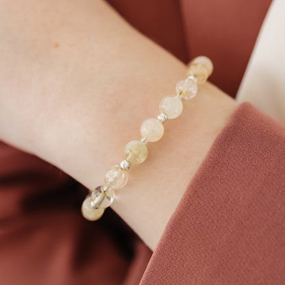 Bracelet jaune clair avec pierres précieuses citrine 