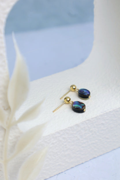 PRE ORDER! Tiny Oval Abalone Stud Earrings (Sterling Silver/ 14k Gold-Filled)