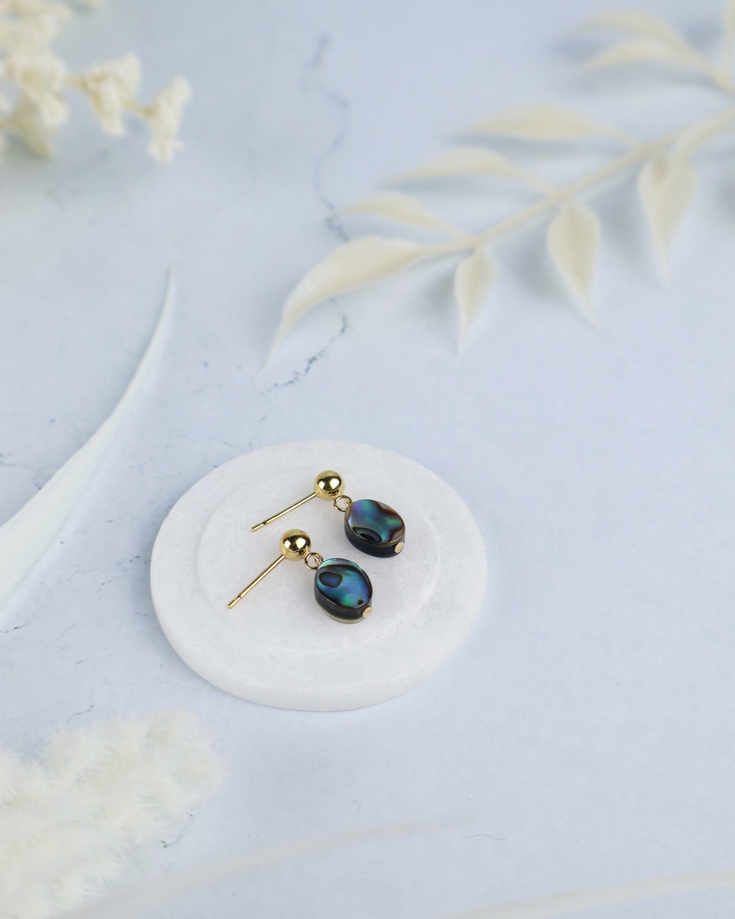 PRE ORDER! Tiny Oval Abalone Stud Earrings (Sterling Silver/ 14k Gold-Filled)