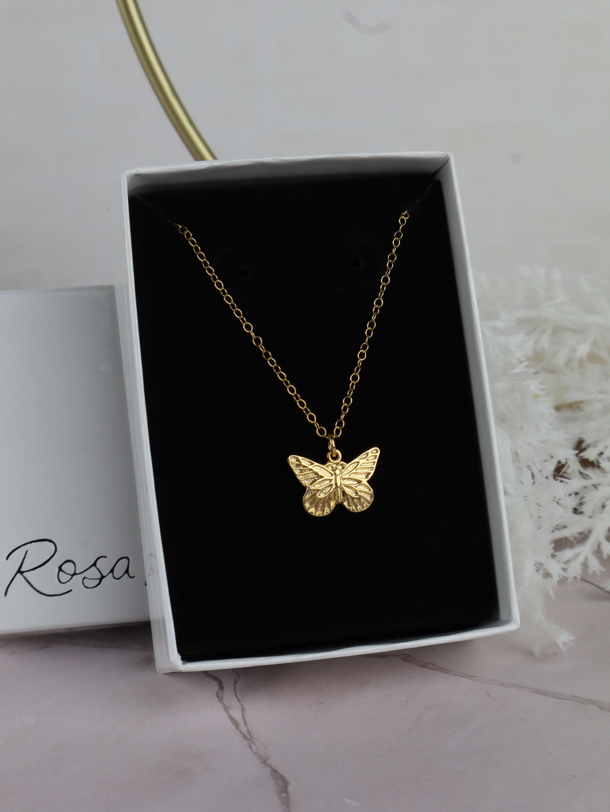PRE-ORDER! Gold Intricate Butterfly Pendant Necklace (14k Gold-Filled)