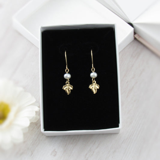 Tiny Gold Leaf Earrings