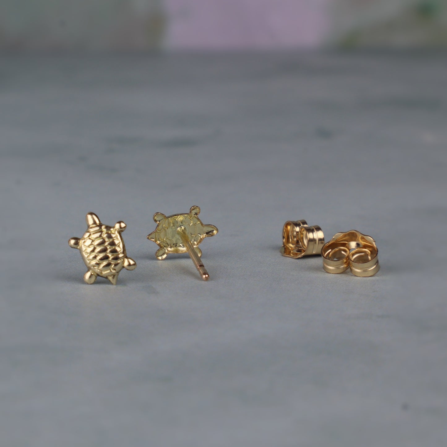 Mini Sea Turtle Earring Stud Earrings (Sterling Silver) (14k Gold-Filled)