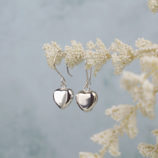 PRE-ORDER! Puff Heart Dangle Earrings Double-Sided (Sterling Silver)