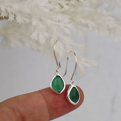Green Agate Bezel Earrings