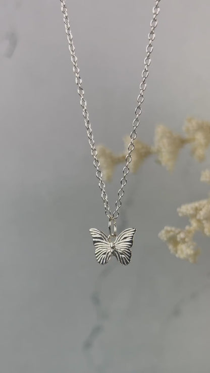 Dainty Butterfly Pendant Necklace (Sterling Silver)