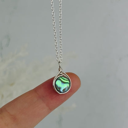 8mm Small Circle Abalone Necklace