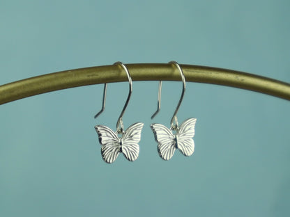 Textured Silver Butterfly Earrings
