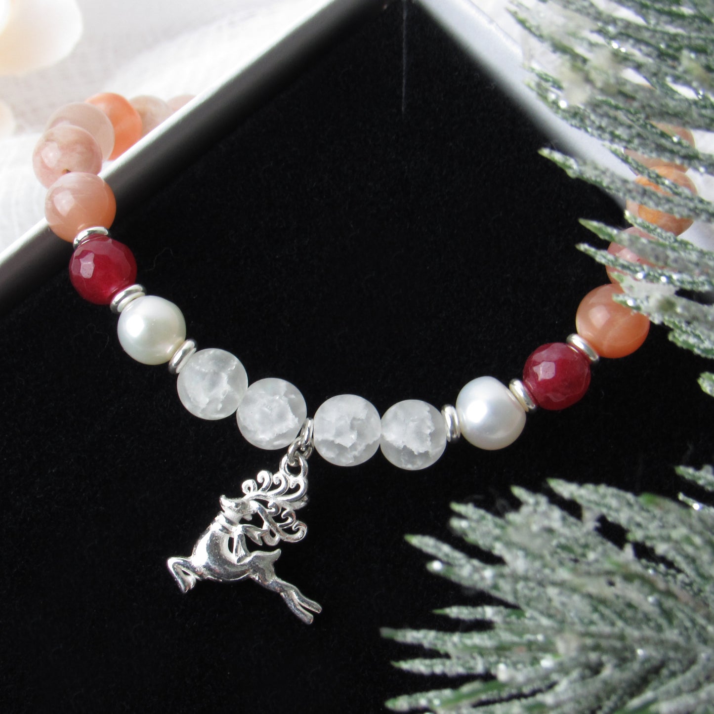 Silver Reindeer Charm Bracelet