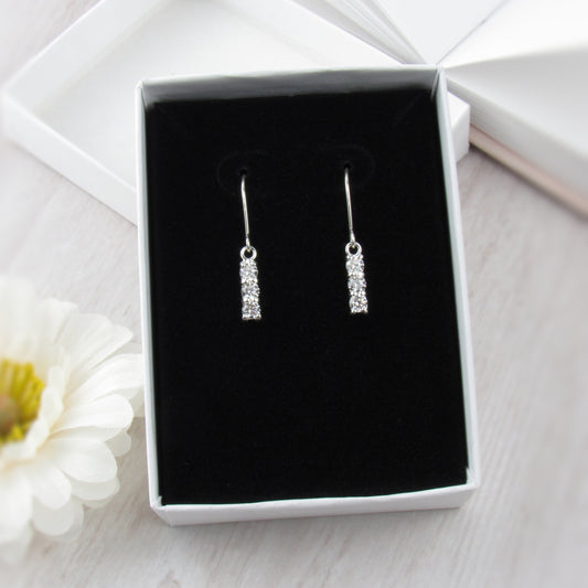 rhinestone dangle bar earrings