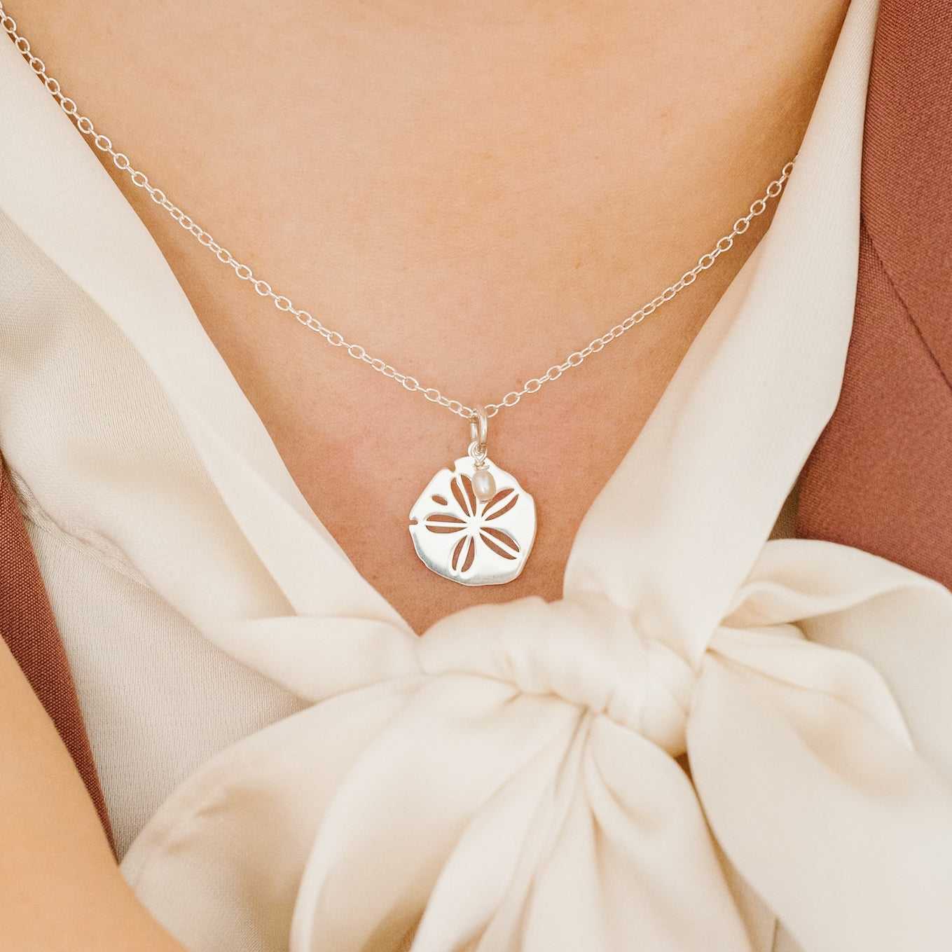 Sand Dollar Pearl Pendant Necklace