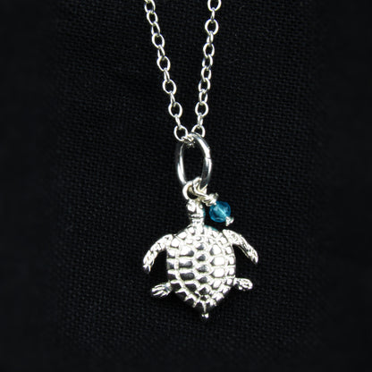 turtle necklace with blue charm