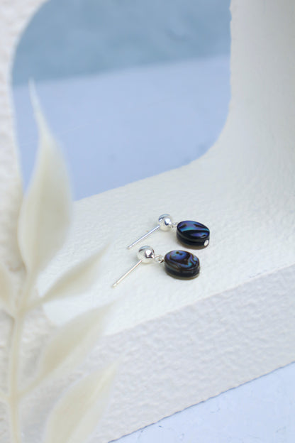 PRE ORDER! Tiny Oval Abalone Stud Earrings (Sterling Silver/ 14k Gold-Filled)