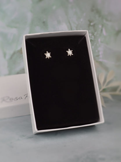 Mini Sea Turtle Earring Stud Earrings (Sterling Silver) (14k Gold-Filled)