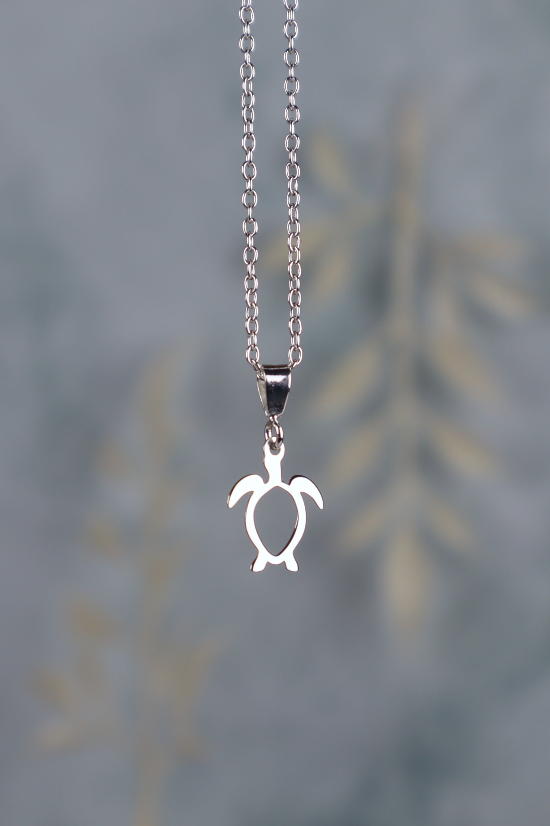 sterling silver sea turtle necklace for women close up