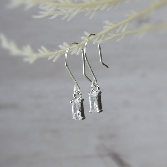 Tiny Baguette Bar Earrings Dangle