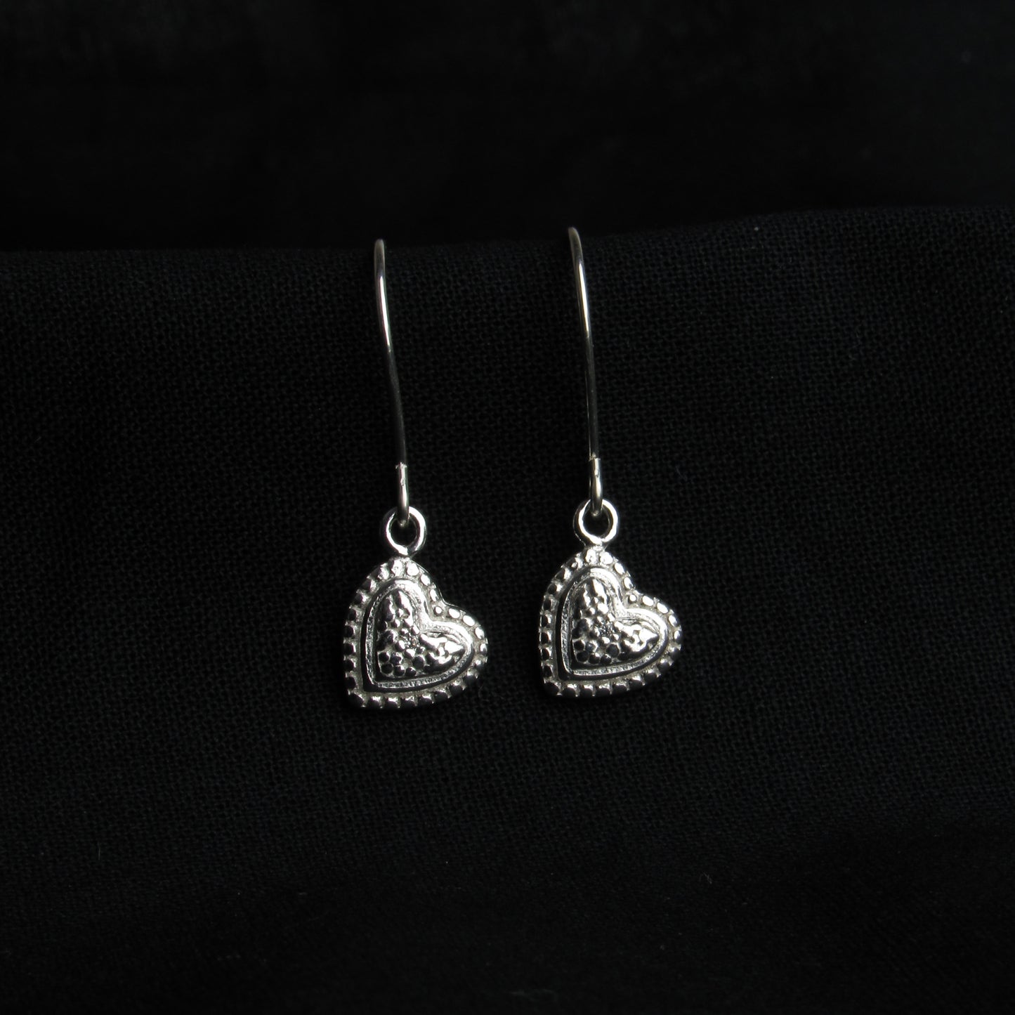 Tiny Silver Heart Earrings Dangle