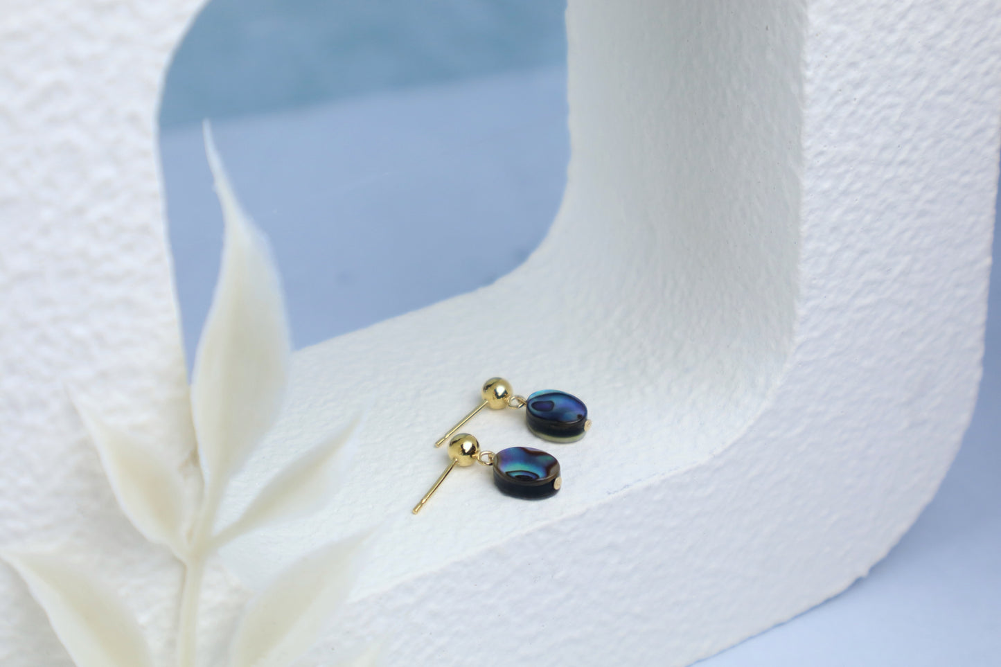 PRE ORDER! Tiny Oval Abalone Stud Earrings (Sterling Silver/ 14k Gold-Filled)