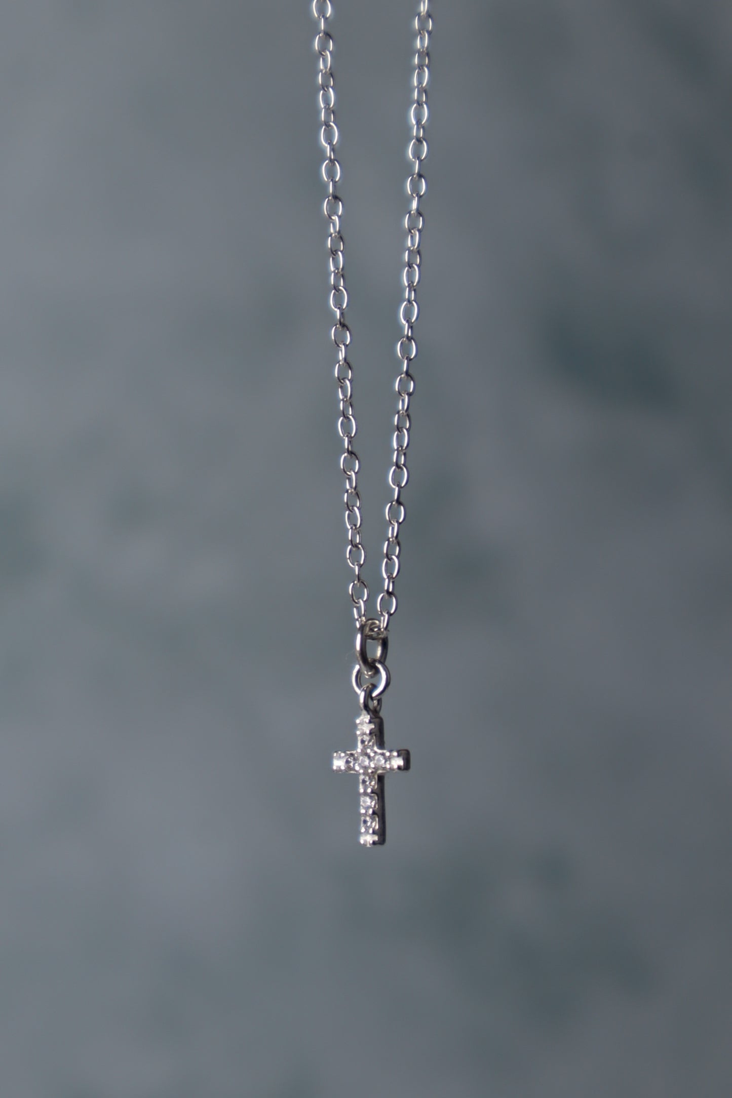 PRE-ORDER Dainty CZ Cross Pendant Necklace: Sterling Silver